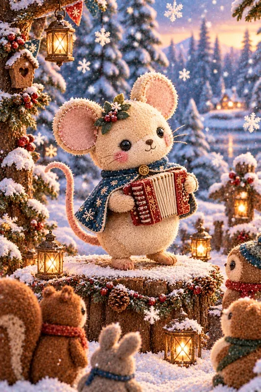 Snowy Forest Friends Plush Toy Art