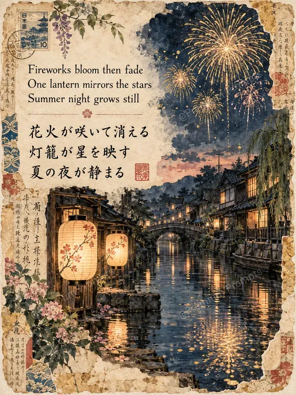Japanese Haiga Poetry Junk Journal Pages