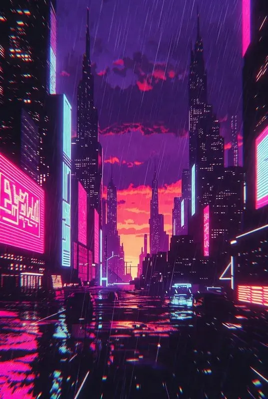 Retro Synthwave 80s Cityscapes