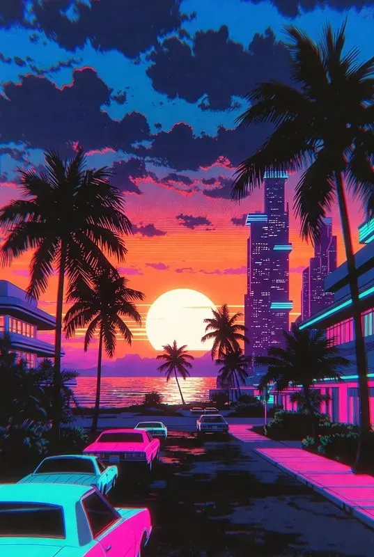 Retro Synthwave 80s Cityscapes