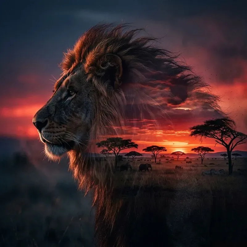 Surreal Double Exposure Wildlife Art