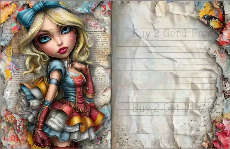 Alice In Steampunk World Double Pages