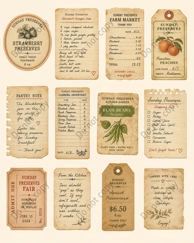 Farmhouse Kitchen Ephemera Sheets