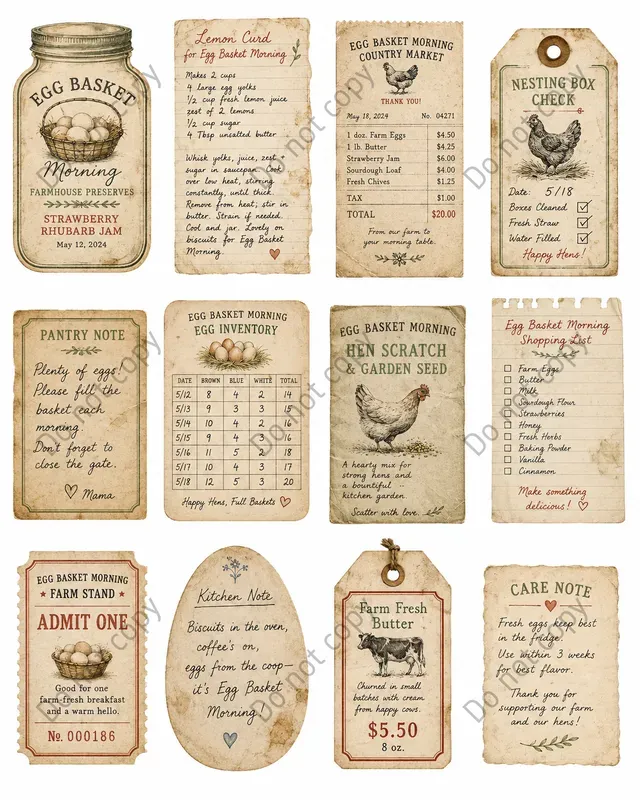 Farmhouse Kitchen Ephemera Sheets
