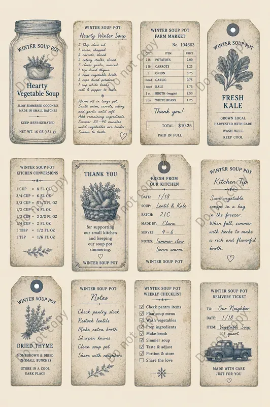 Farmhouse Kitchen Ephemera Sheets
