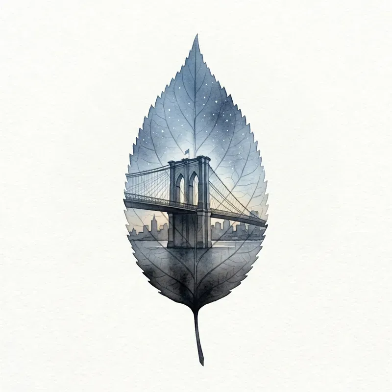 Leaf Landmark Double Exposure Art