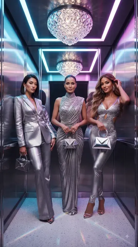 Elegant Girls In Luxury Elevators