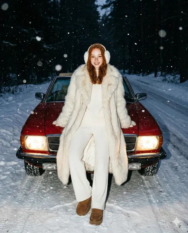 Luxe Winter Night Car Photos