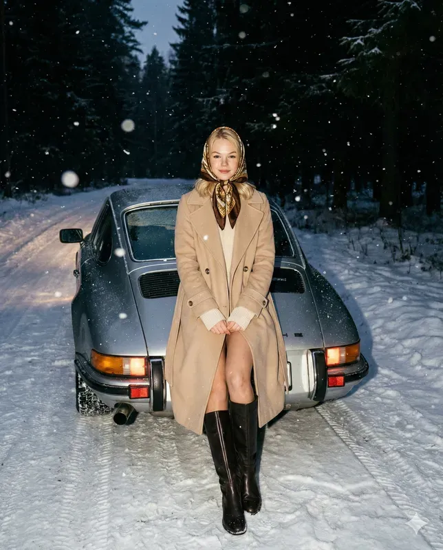 Luxe Winter Night Car Photos