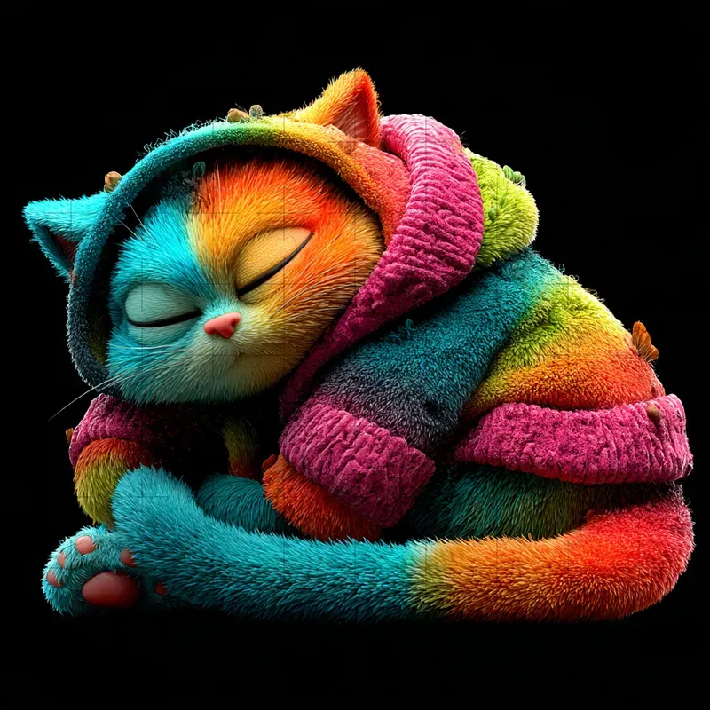 3D Render Fuzzy Glossy Collectibles