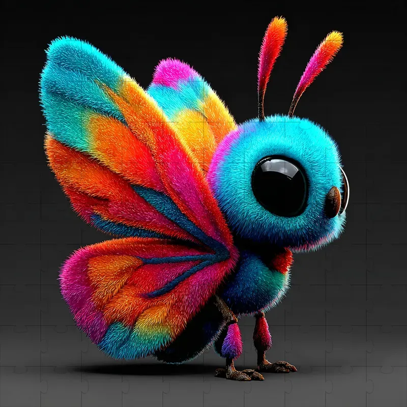 3D Render Fuzzy Glossy Collectibles