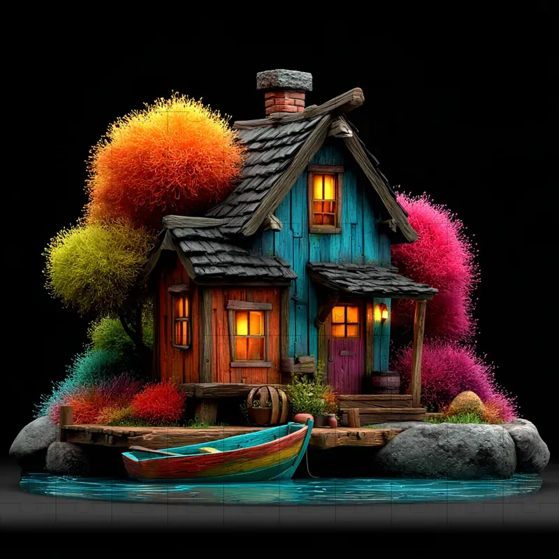 3D Render Fuzzy Glossy Collectibles