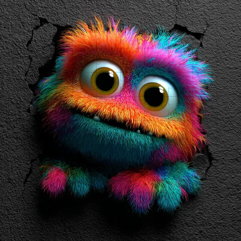 3D Render Fuzzy Glossy Collectibles
