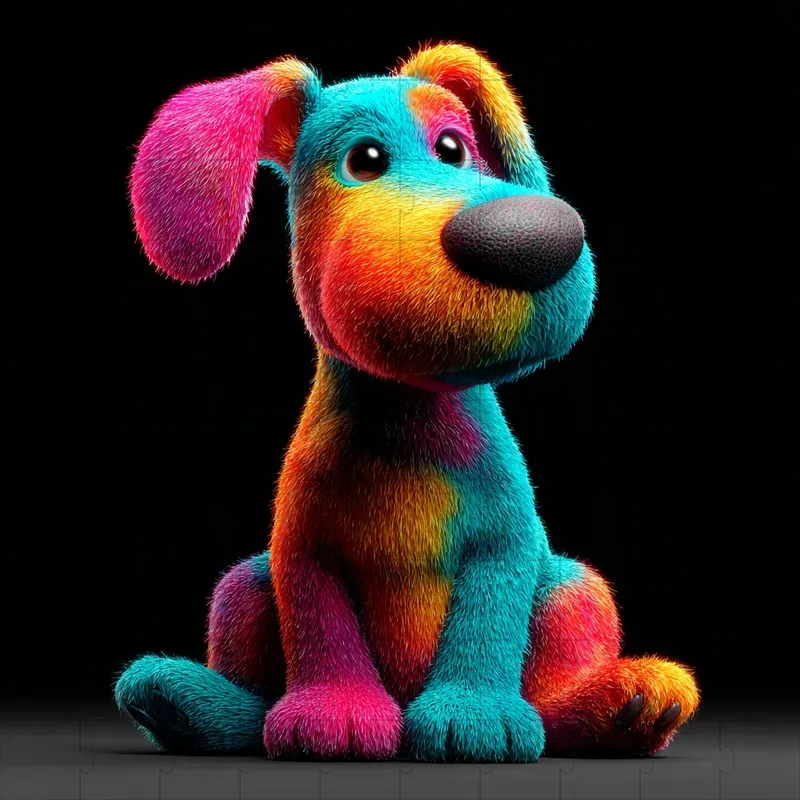 3D Render Fuzzy Glossy Collectibles