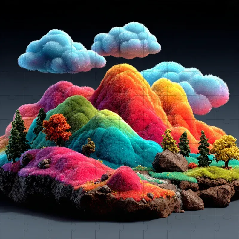 3D Render Fuzzy Glossy Collectibles