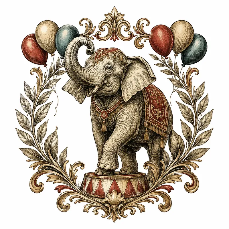 Vintage Circus Emblem Print Designs