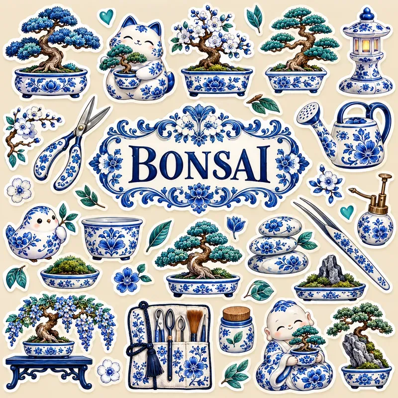 Gzhel Porcelain Folk Art Sticker Packs
