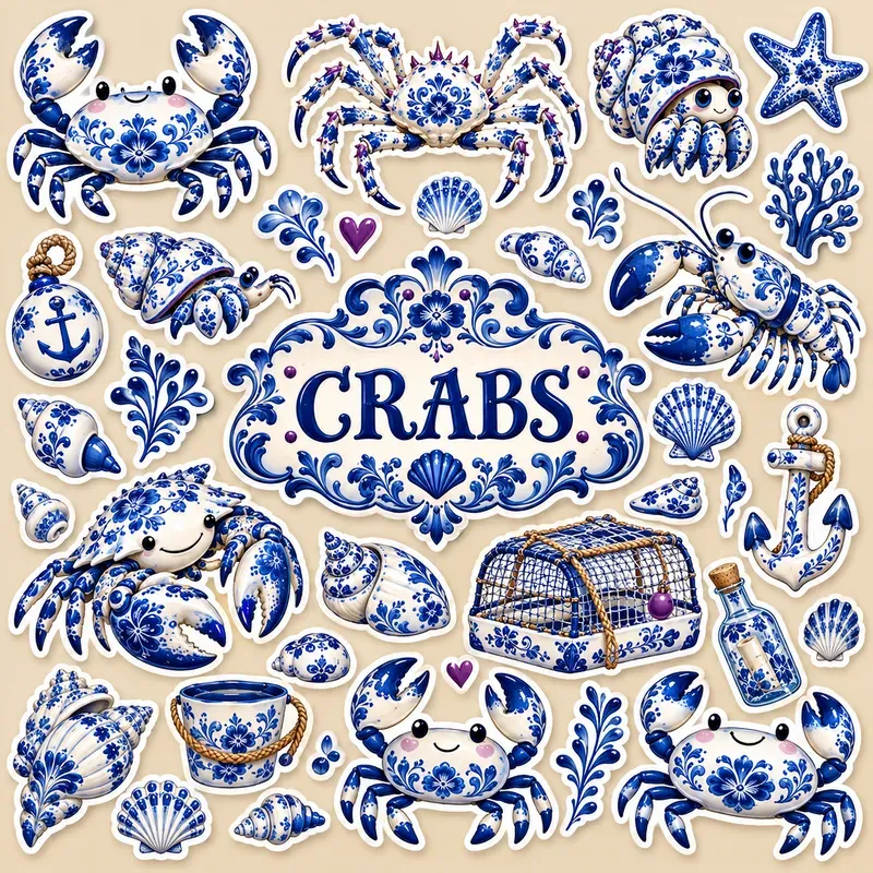 Gzhel Porcelain Folk Art Sticker Packs