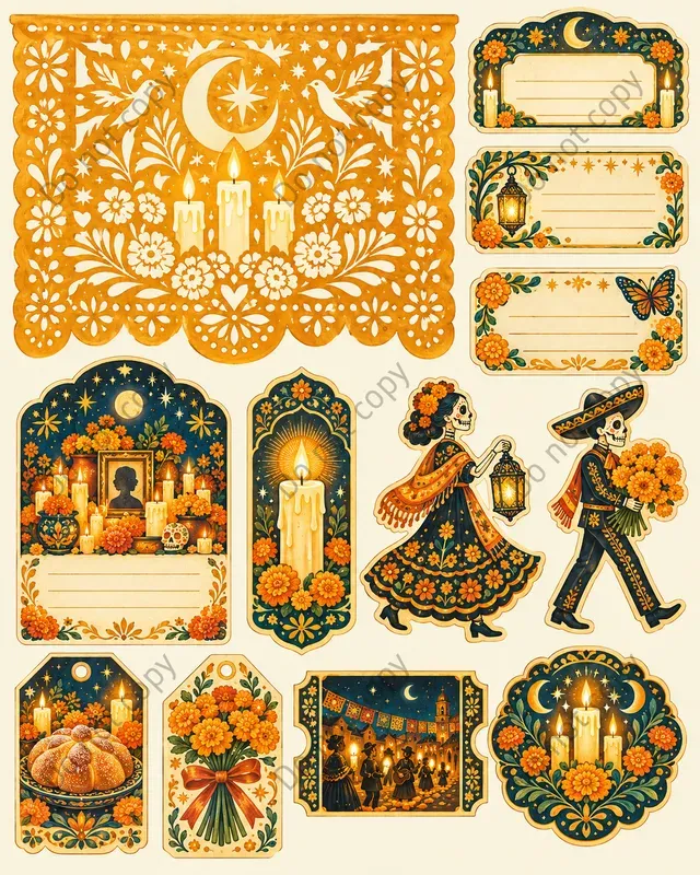 Day Of The Dead Ephemera Sheets
