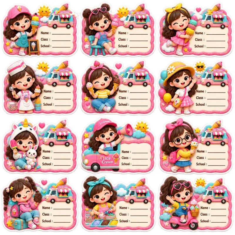 School Labels Stickers Clipart