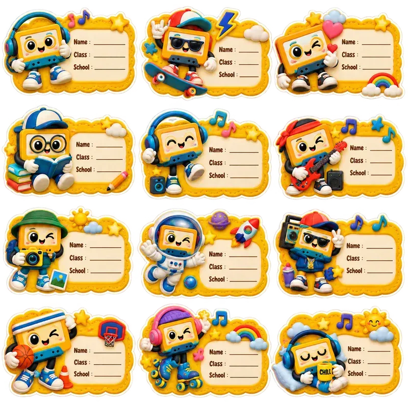 School Labels Stickers Clipart