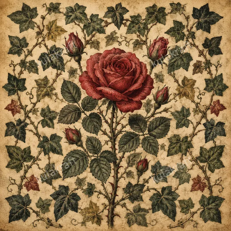 Vintage Botanical Engraving Flowers