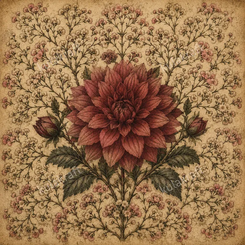 Vintage Botanical Engraving Flowers