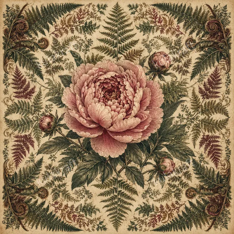 Vintage Botanical Engraving Flowers