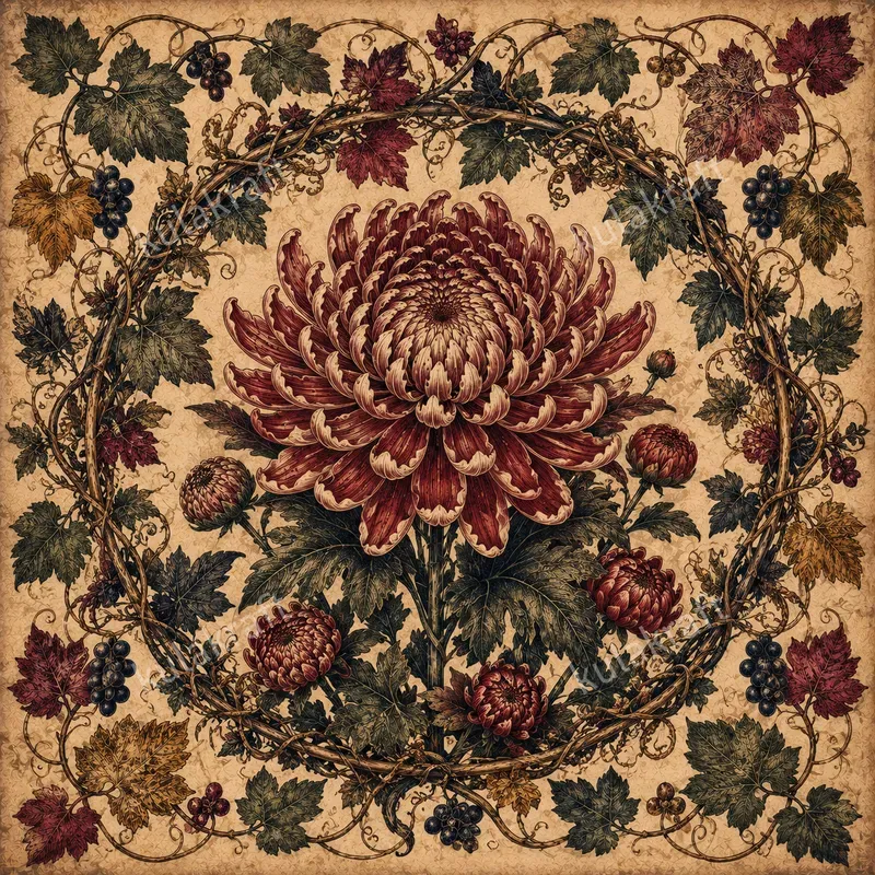Vintage Botanical Engraving Flowers