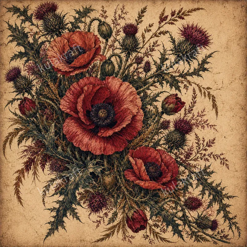 Vintage Botanical Engraving Flowers