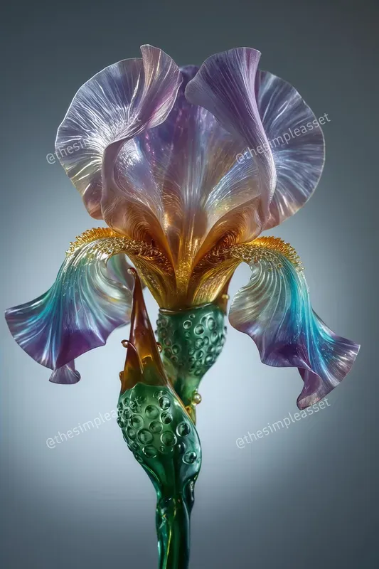 3D Iridescent Art Nouveau Glass Renders