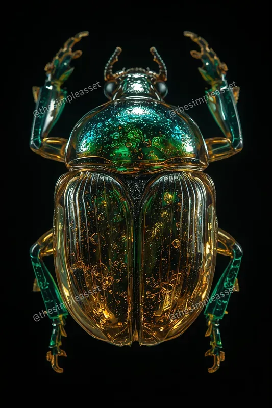 3D Iridescent Art Nouveau Glass Renders