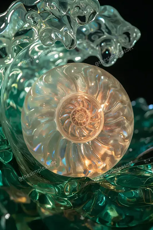 3D Iridescent Art Nouveau Glass Renders