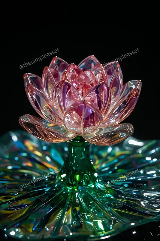 3D Iridescent Art Nouveau Glass Renders