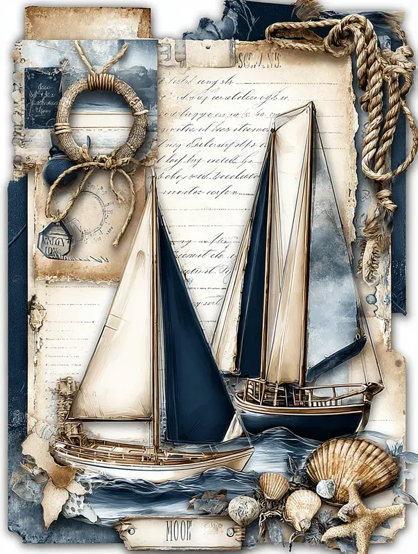 Spring Nautical Diary Scrapbook Papers