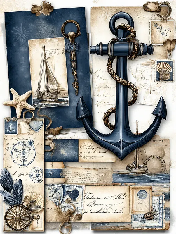 Spring Nautical Diary Scrapbook Papers