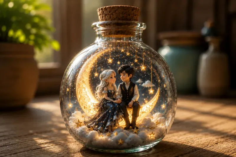Terrarium Romantic Couple Glass Jar Art