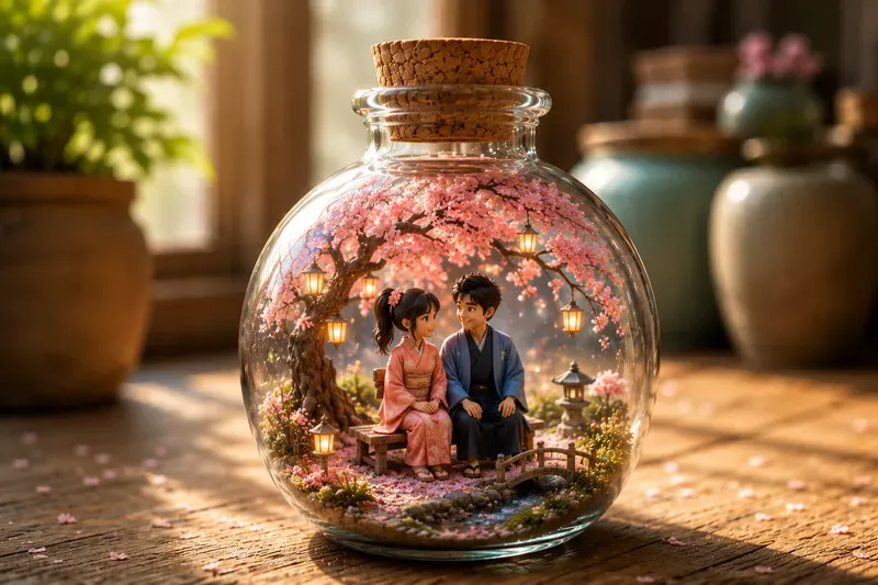 Terrarium Romantic Couple Glass Jar Art