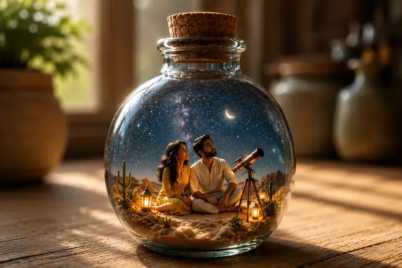 Terrarium Romantic Couple Glass Jar Art