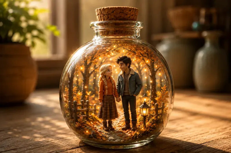 Terrarium Romantic Couple Glass Jar Art