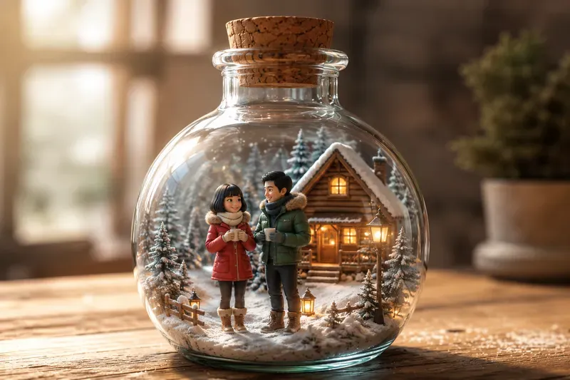Terrarium Romantic Couple Glass Jar Art