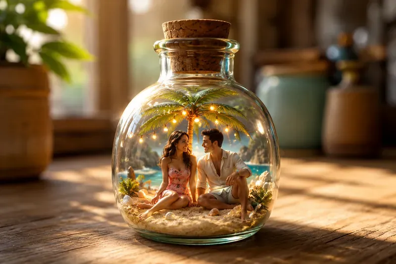 Terrarium Romantic Couple Glass Jar Art