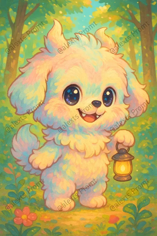 Anime Labubu Style Toys In Forest