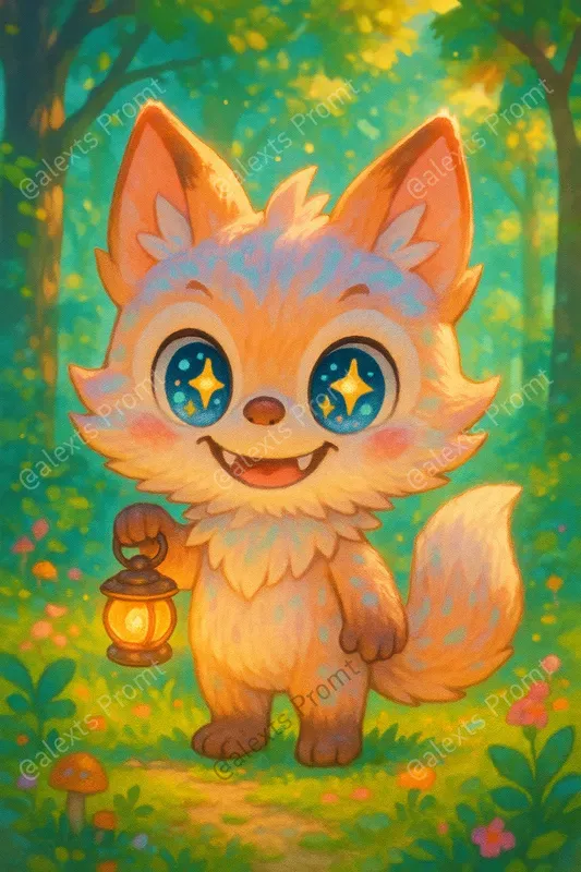 Anime Labubu Style Toys In Forest