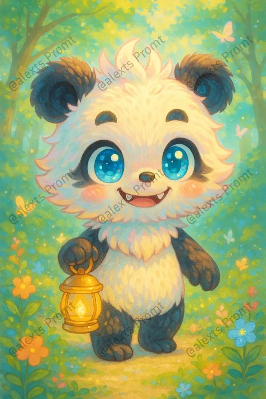 Anime Labubu Style Toys In Forest