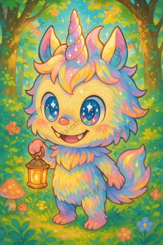 Anime Labubu Style Toys In Forest
