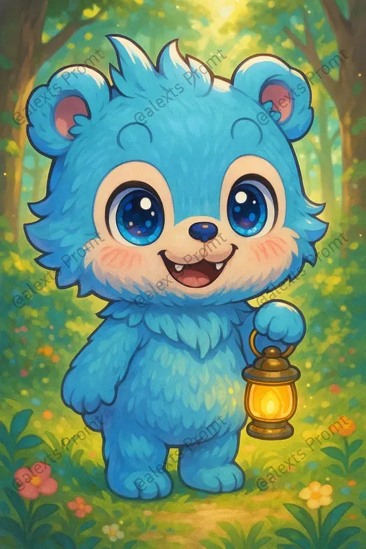 Anime Labubu Style Toys In Forest