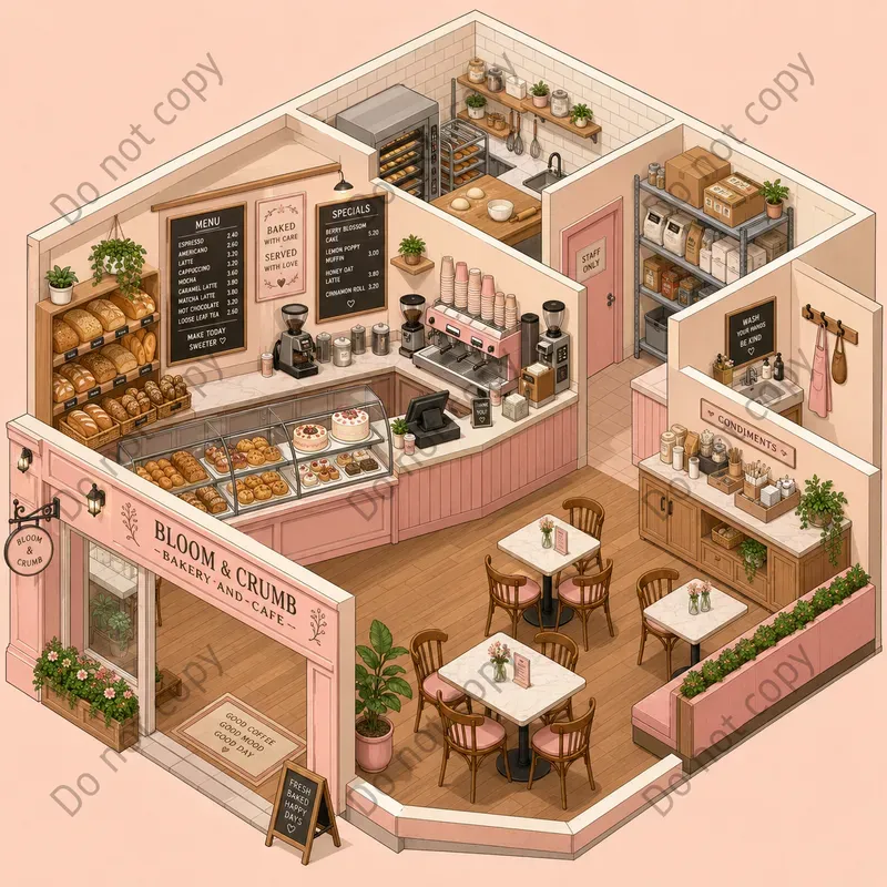 Isometric Shop Cutaway Scenes