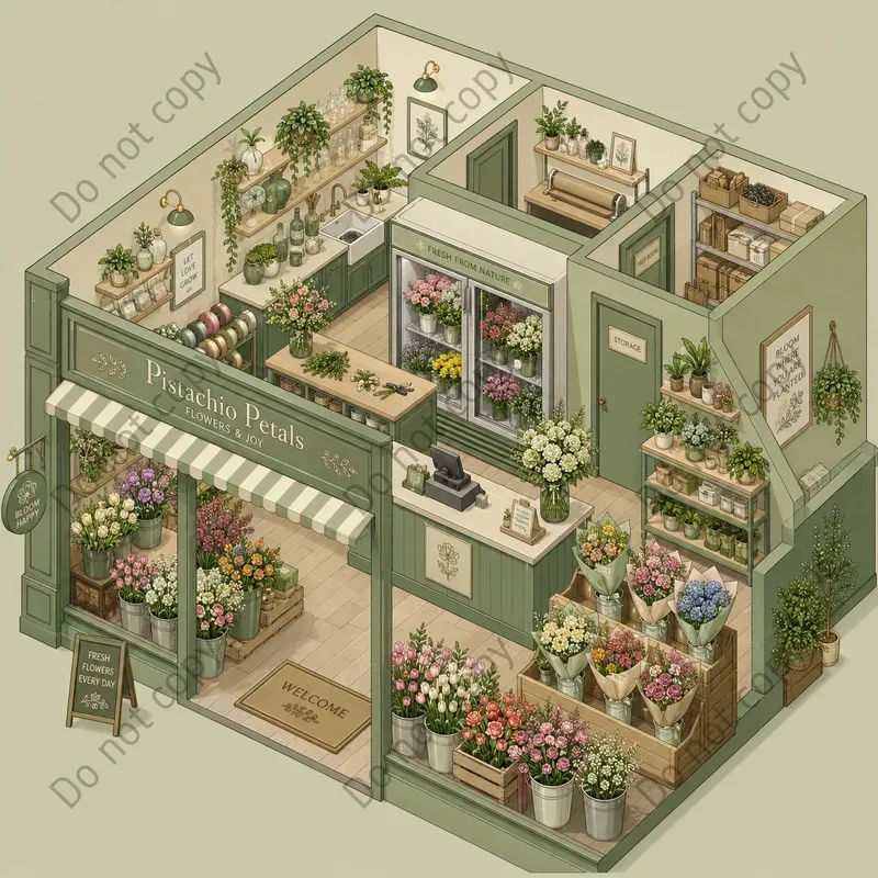 Isometric Shop Cutaway Scenes