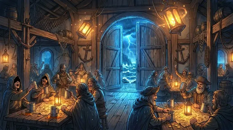 2D Anime Fantasy Tavern Concept Art